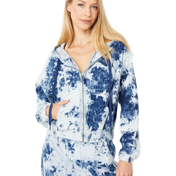 Blank NYC Tops - Blank NYC Indigo Tie-Dye Knit Denim Hooded Jacket NWT
